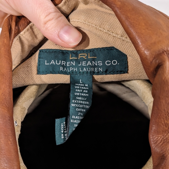 Ralph Lauren Tan Jean Jacket with Brown Collar - Picture 4 of 7